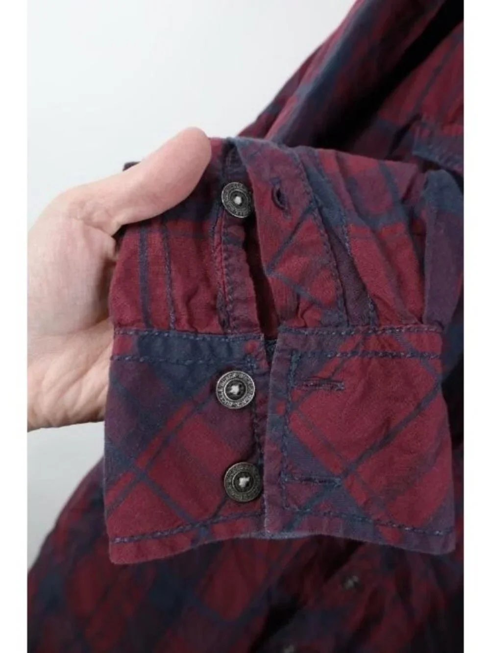 Buckle Black No 48 Mens 2XL Athletic Fit Thick Stitch UFC MMA Button Shirt Plaid